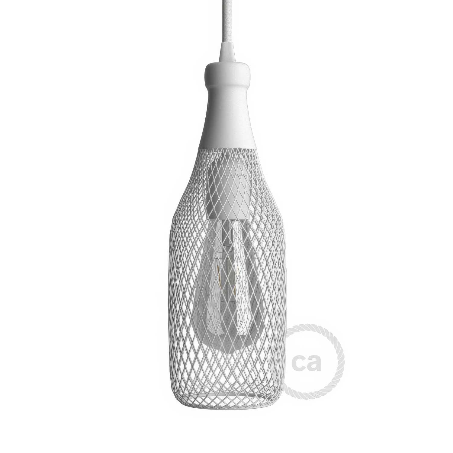 Gabbia paralume nudo bottiglia Magnum in metallo - Bianco