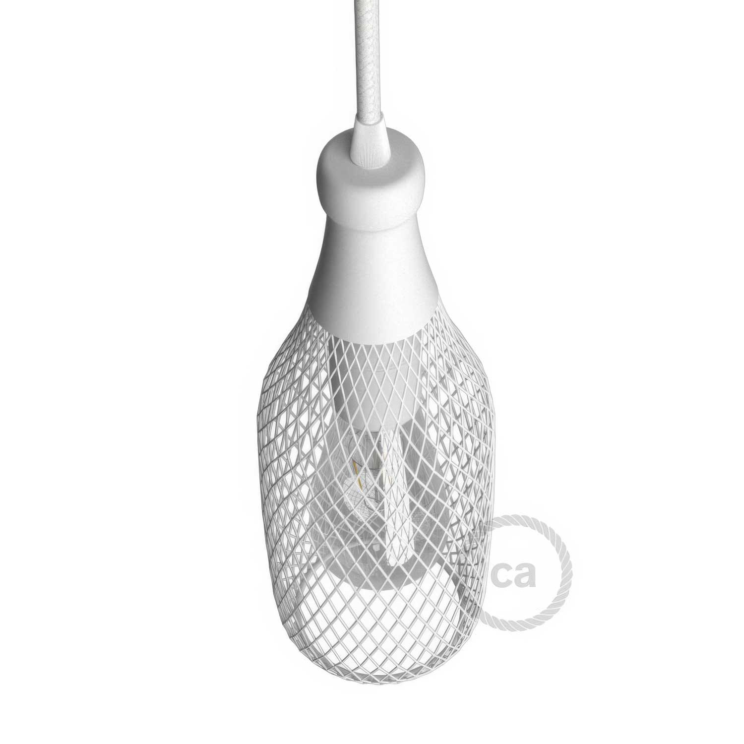 Gabbia paralume nudo bottiglia Magnum in metallo - Bianco