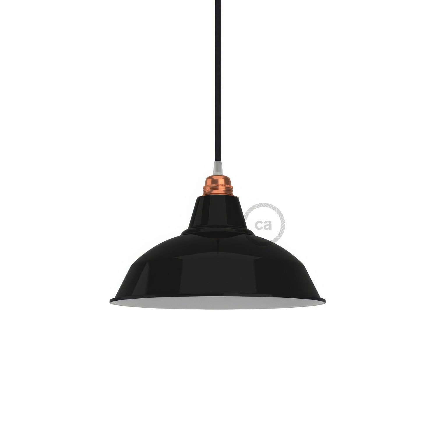 Paralume Bistrot in metallo smaltato con attacco E27, diametro 30 cm - Nero