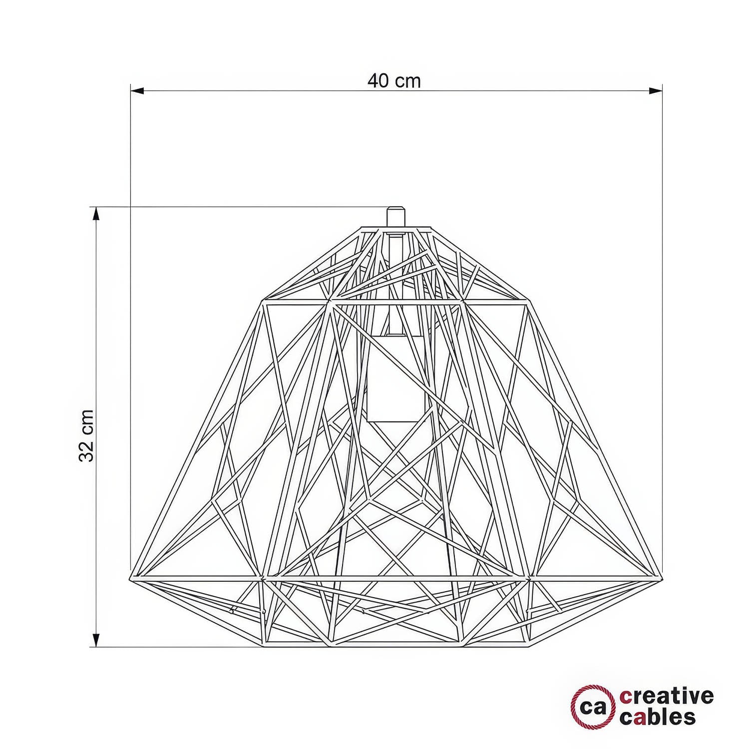 Gabbia XL paralume nudo Apollo in metallo con portalampada E27 - Bianco