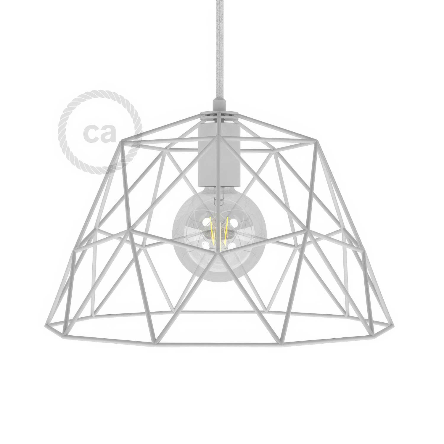 Gabbia XL paralume nudo Dome in metallo con portalampada E27 - Bianco