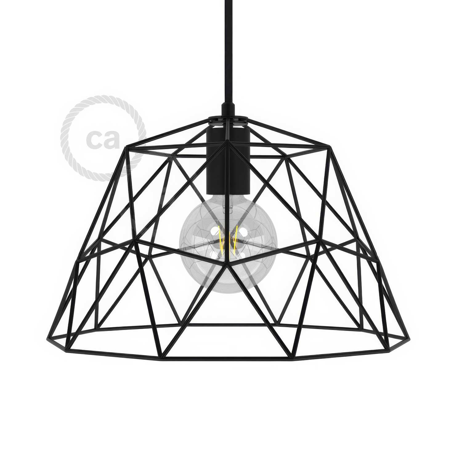 Gabbia XL paralume nudo Dome in metallo con portalampada E27 - Nero
