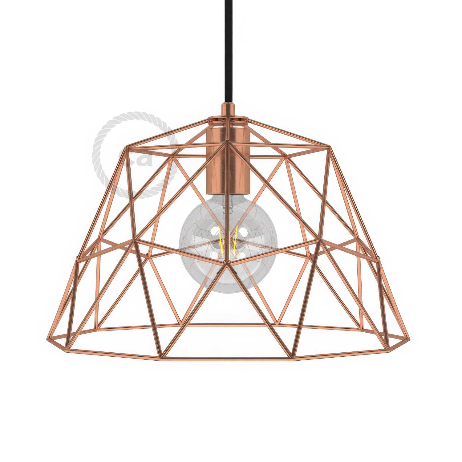 Gabbia XL paralume nudo Dome in metallo con portalampada E27 - Rame