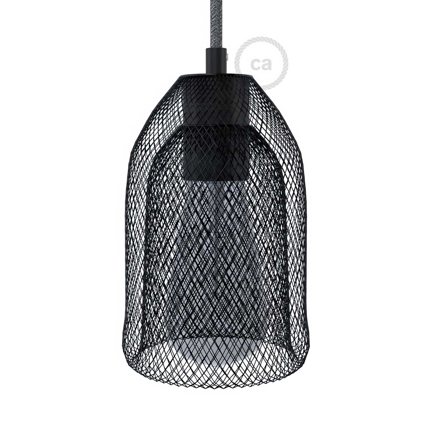 Gabbia paralume GhostBell in metallo con kit portalampada E27 - Nero