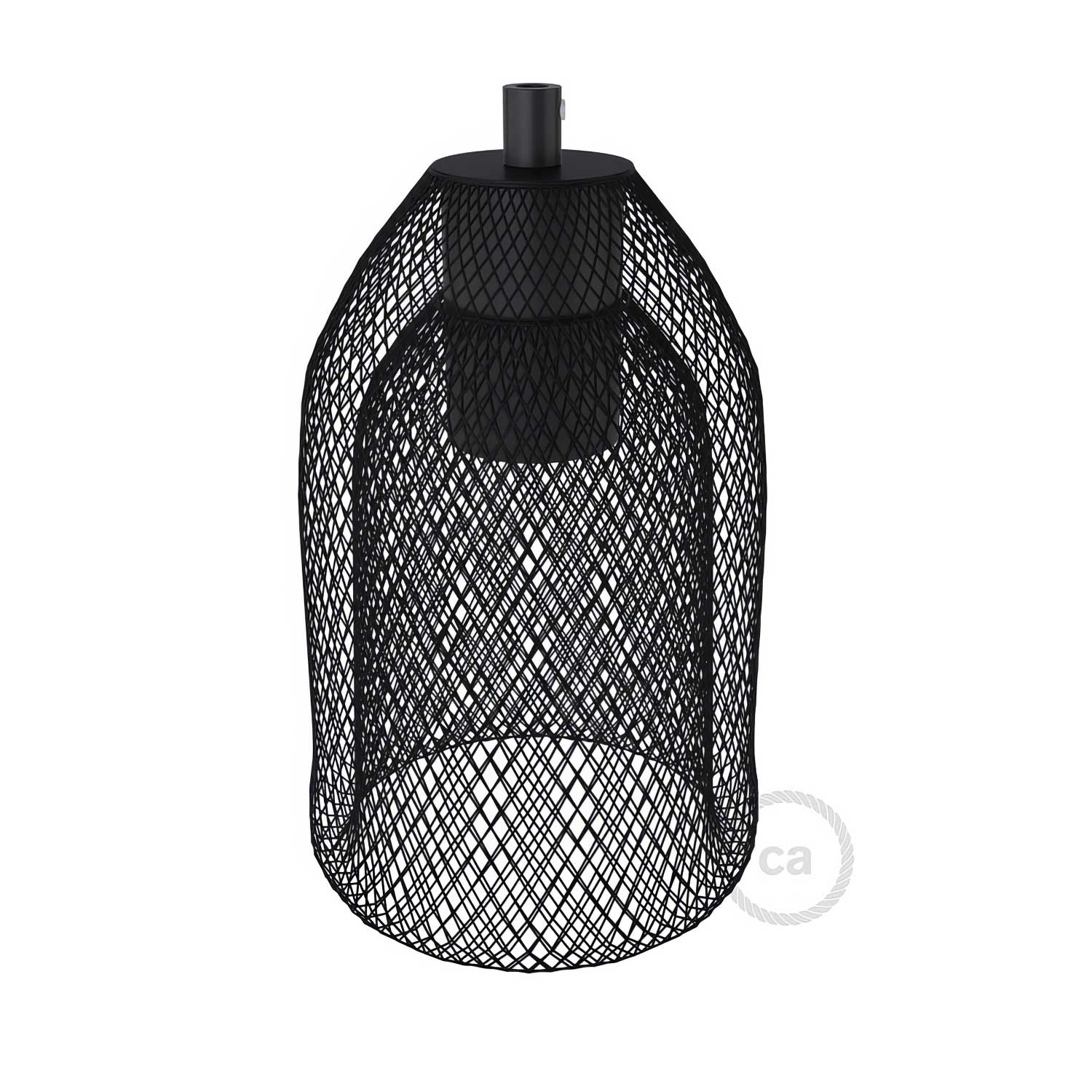 Gabbia paralume GhostBell in metallo con kit portalampada E27 - Nero