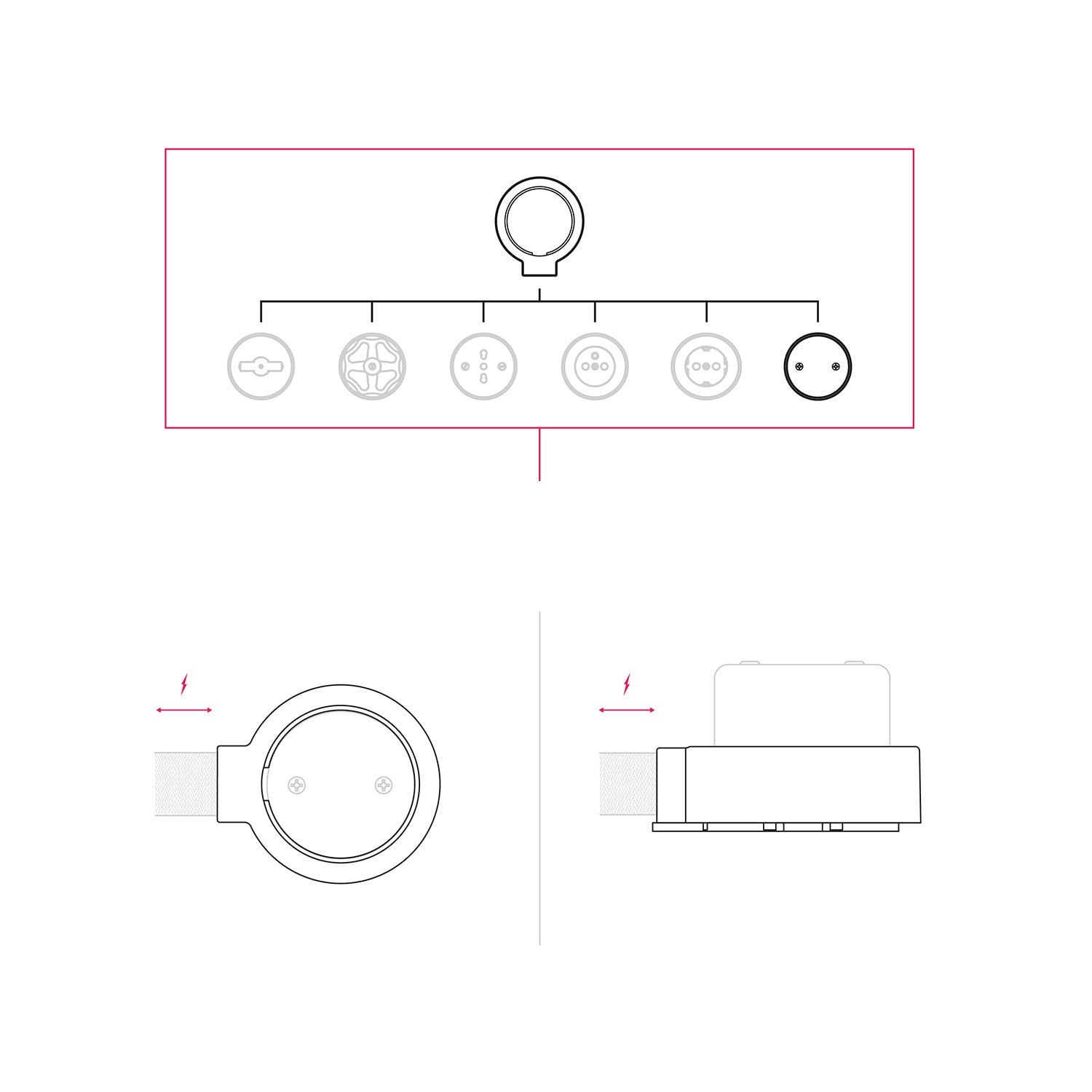 Kit scatola di derivazione e base per Creative-Tubes in porcellana - Bianco