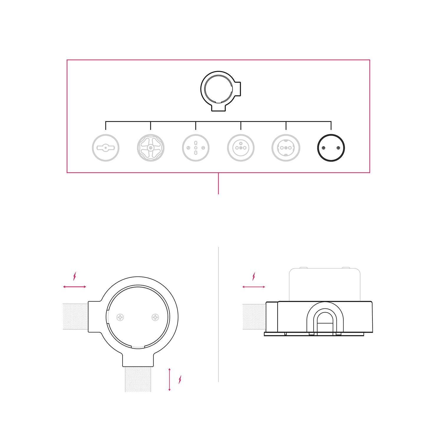 Kit scatola di derivazione e base per Creative-Tubes in porcellana - Bianco