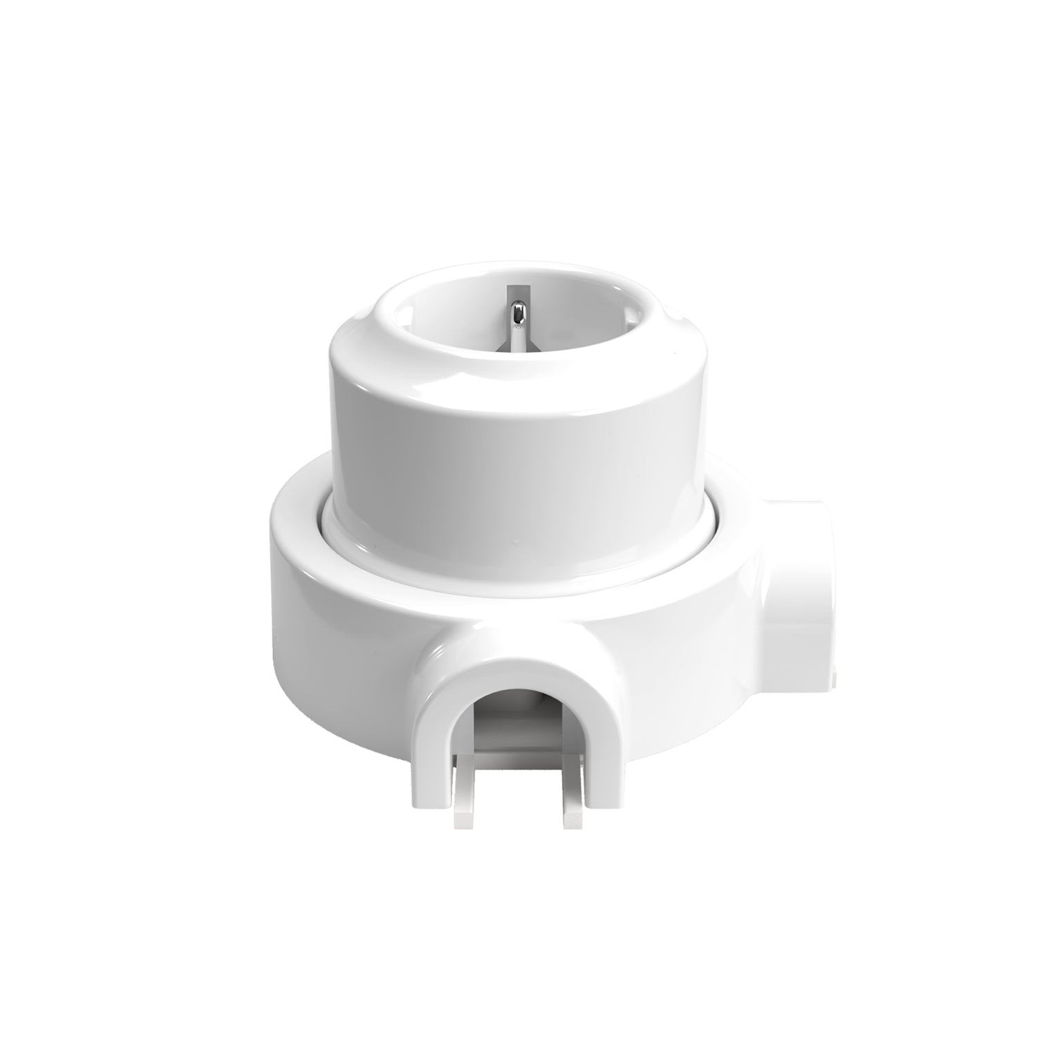 Kit presa Schuko da parete e base per Creative-Tubes in porcellana  - Bianco