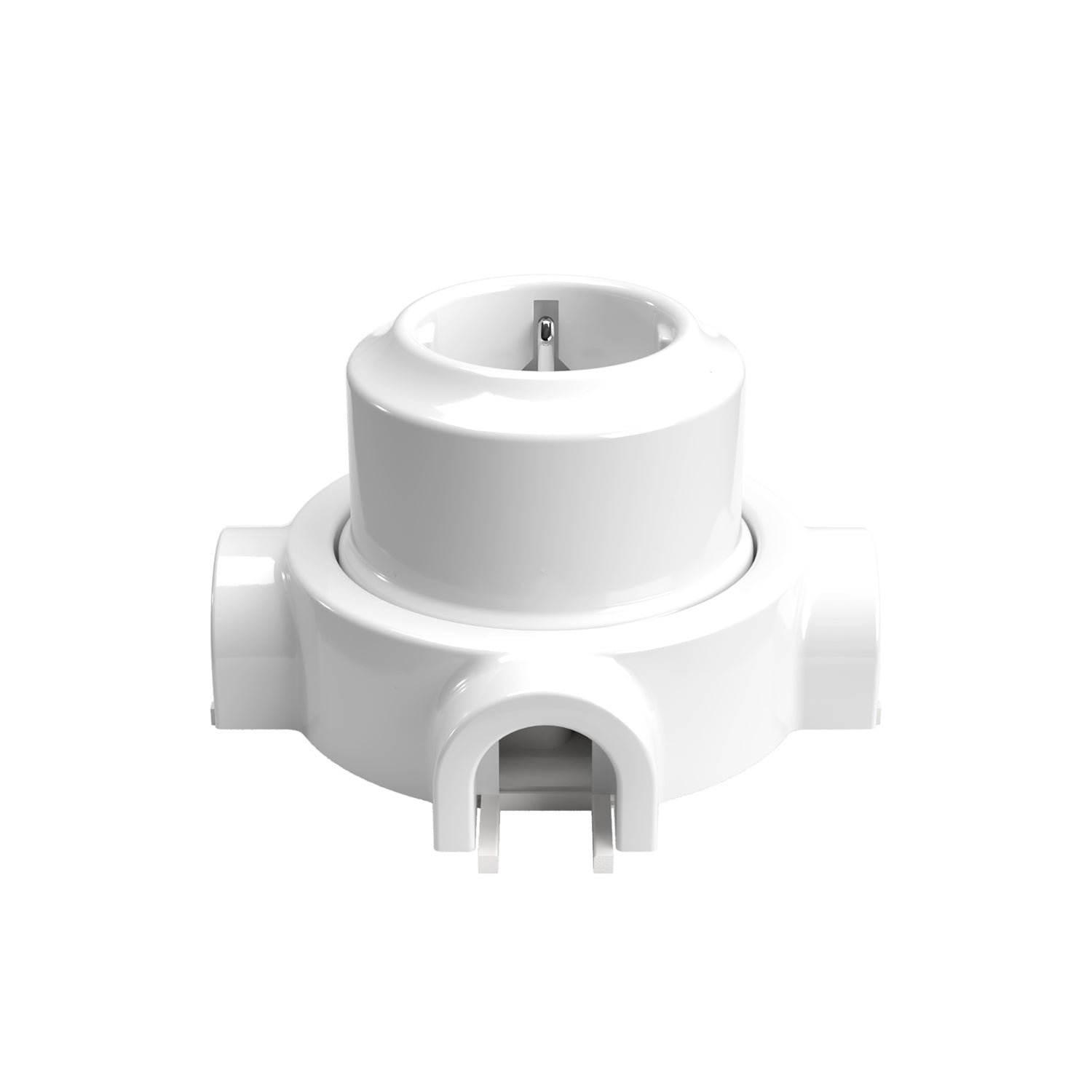 Kit presa Schuko da parete e base per Creative-Tubes in porcellana  - Bianco
