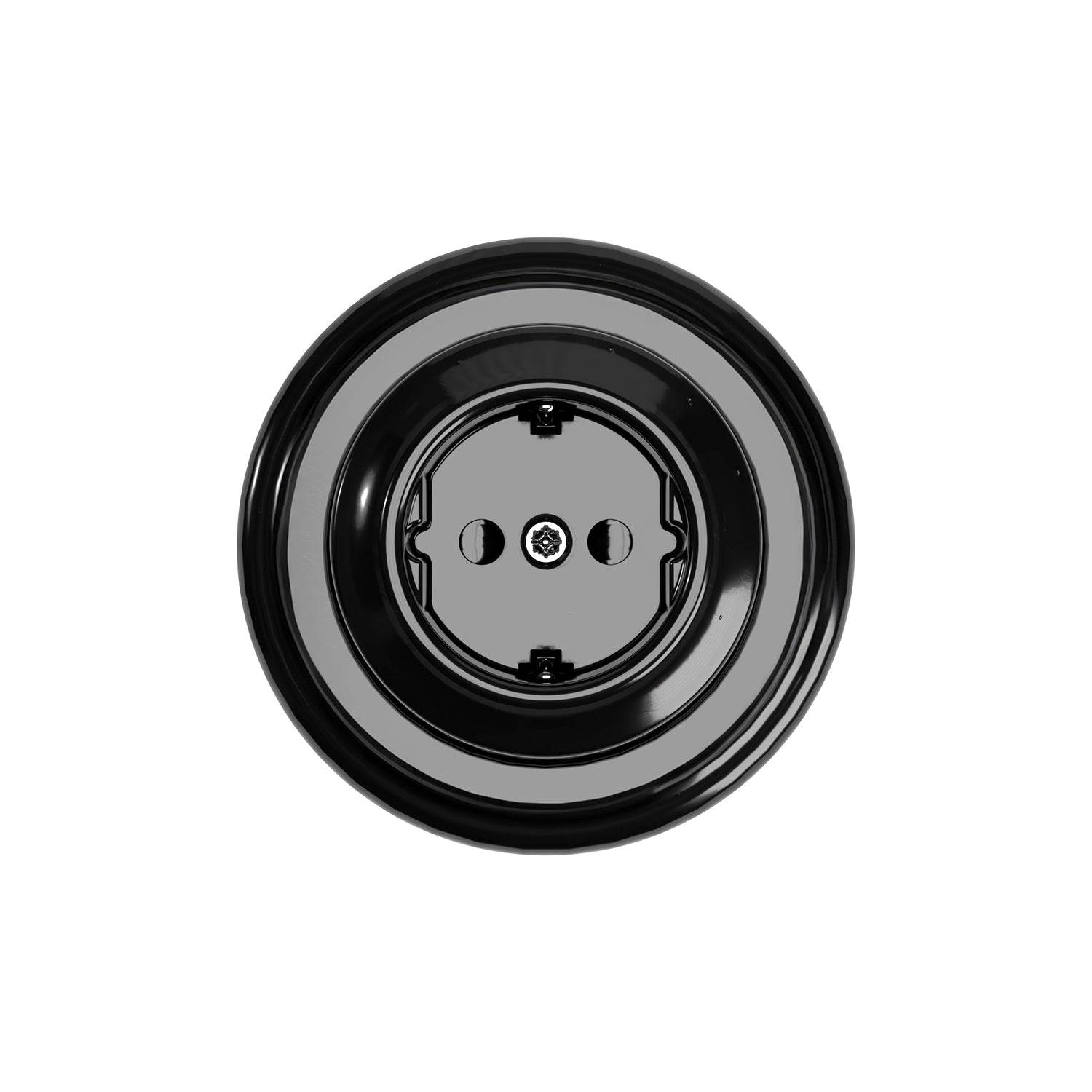 Kit presa Schuko da parete e base in porcellana  - Nero