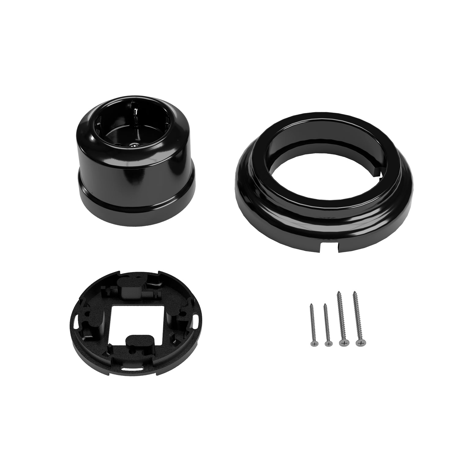 Kit presa Schuko da parete e base in porcellana  - Nero