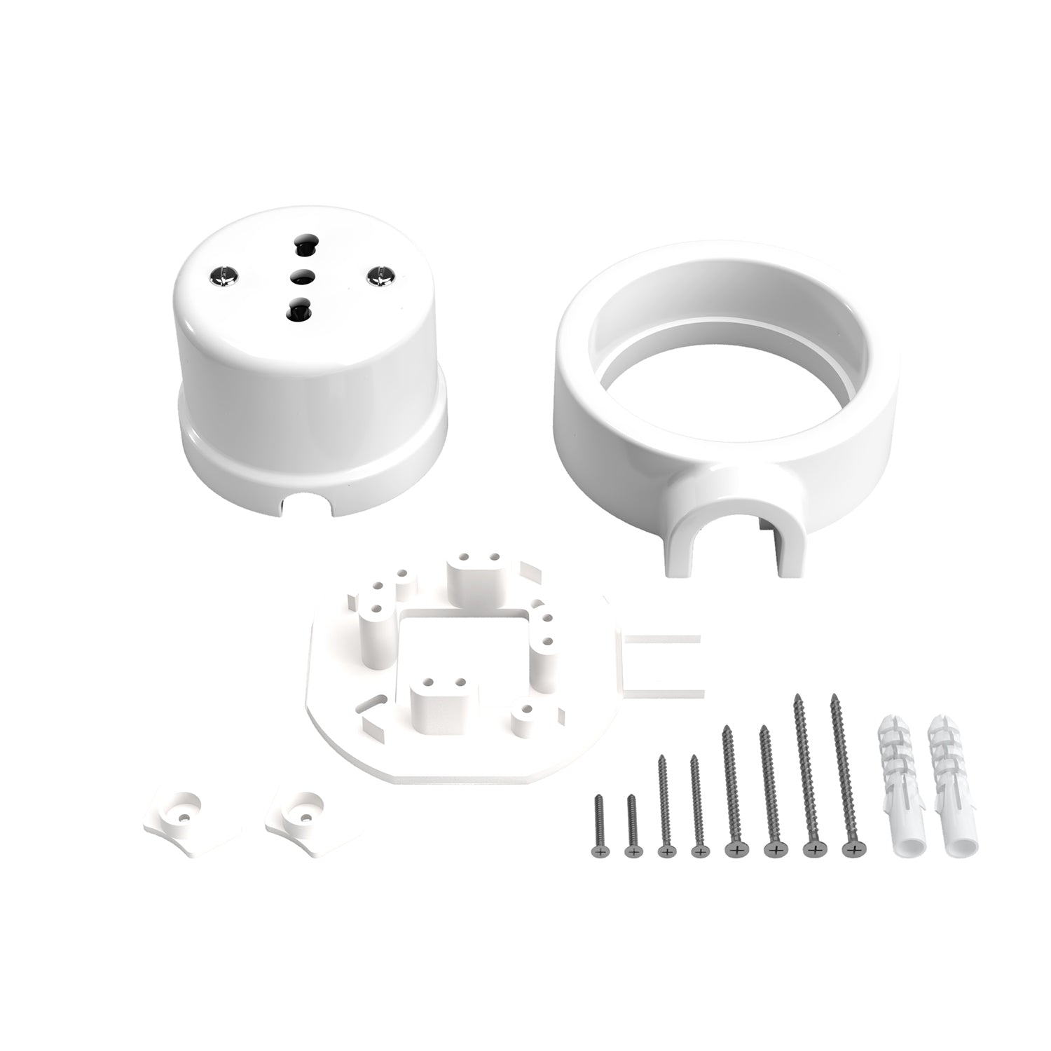Kit presa bipasso italiana 10/16A da parete e base per Creative-Tubes in porcellana  - Bianco