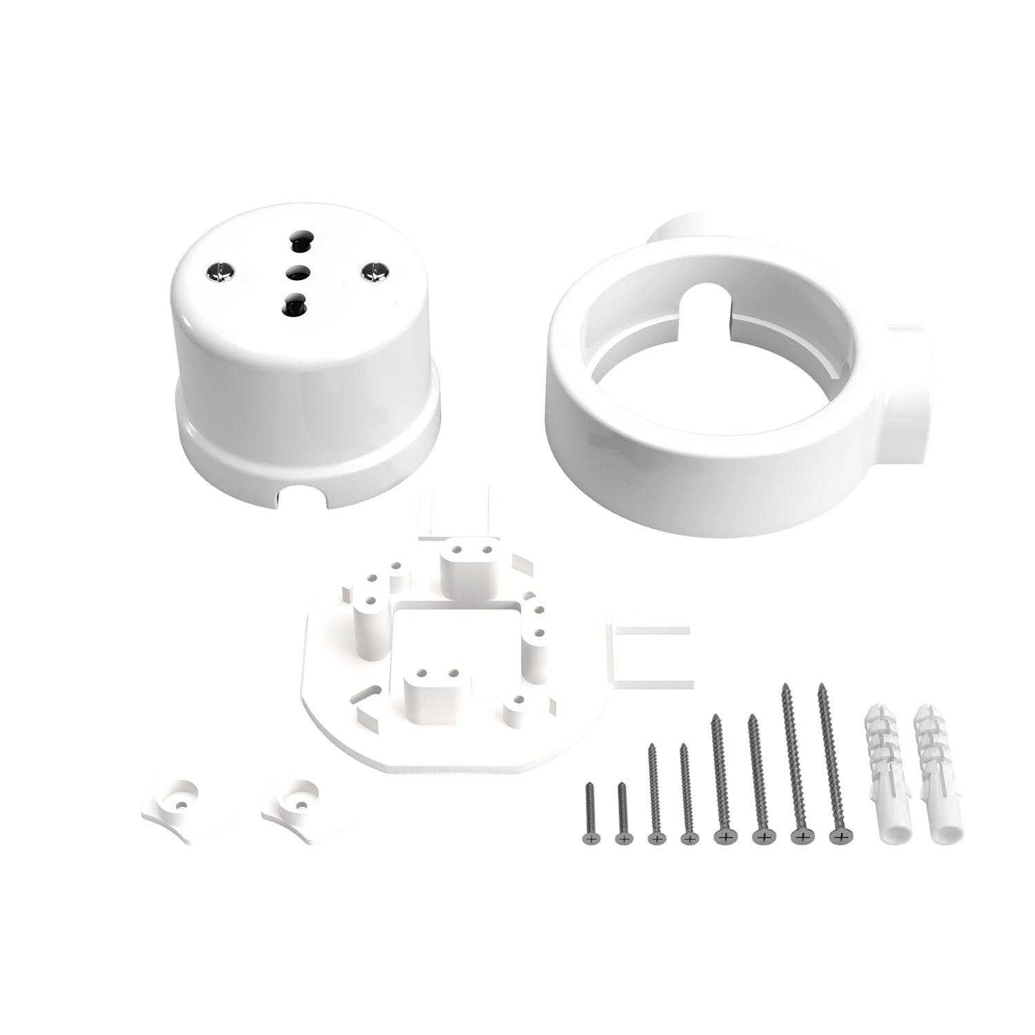 Kit presa bipasso italiana 10/16A da parete e base per Creative-Tubes in porcellana  - Bianco
