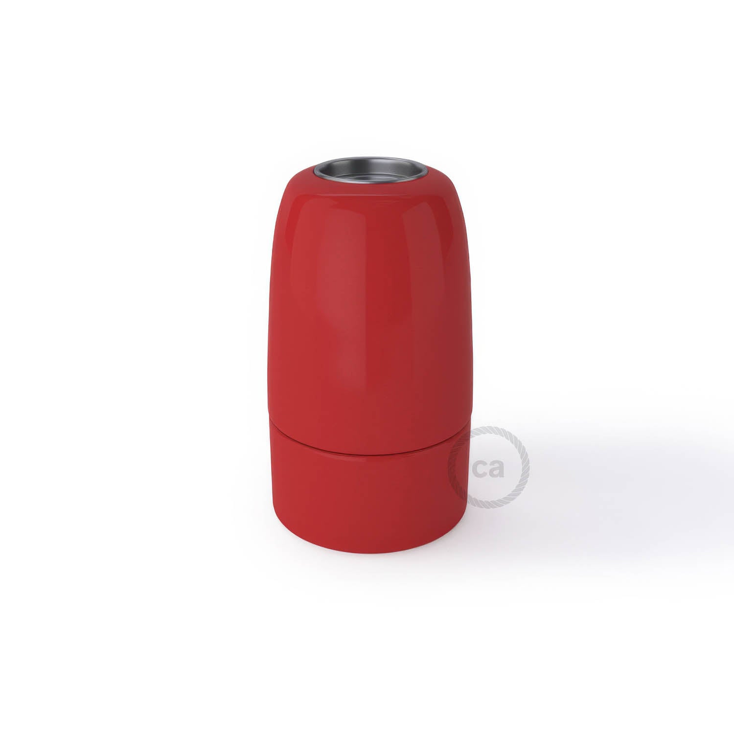 Kit portalampada E14 in porcellana - Rosso