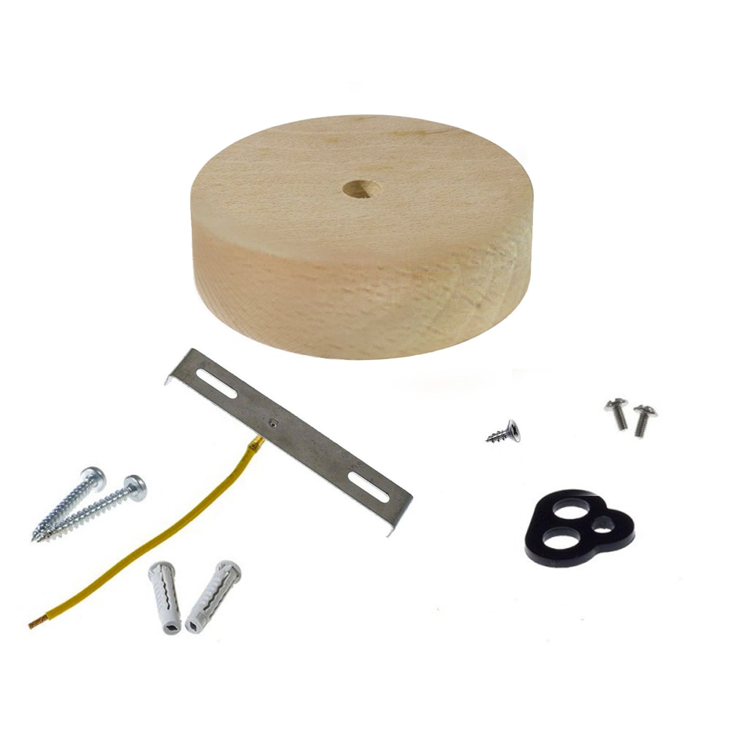 Kit Mini rosone cilindrico in legno a 1 foro centrale  - Neutro