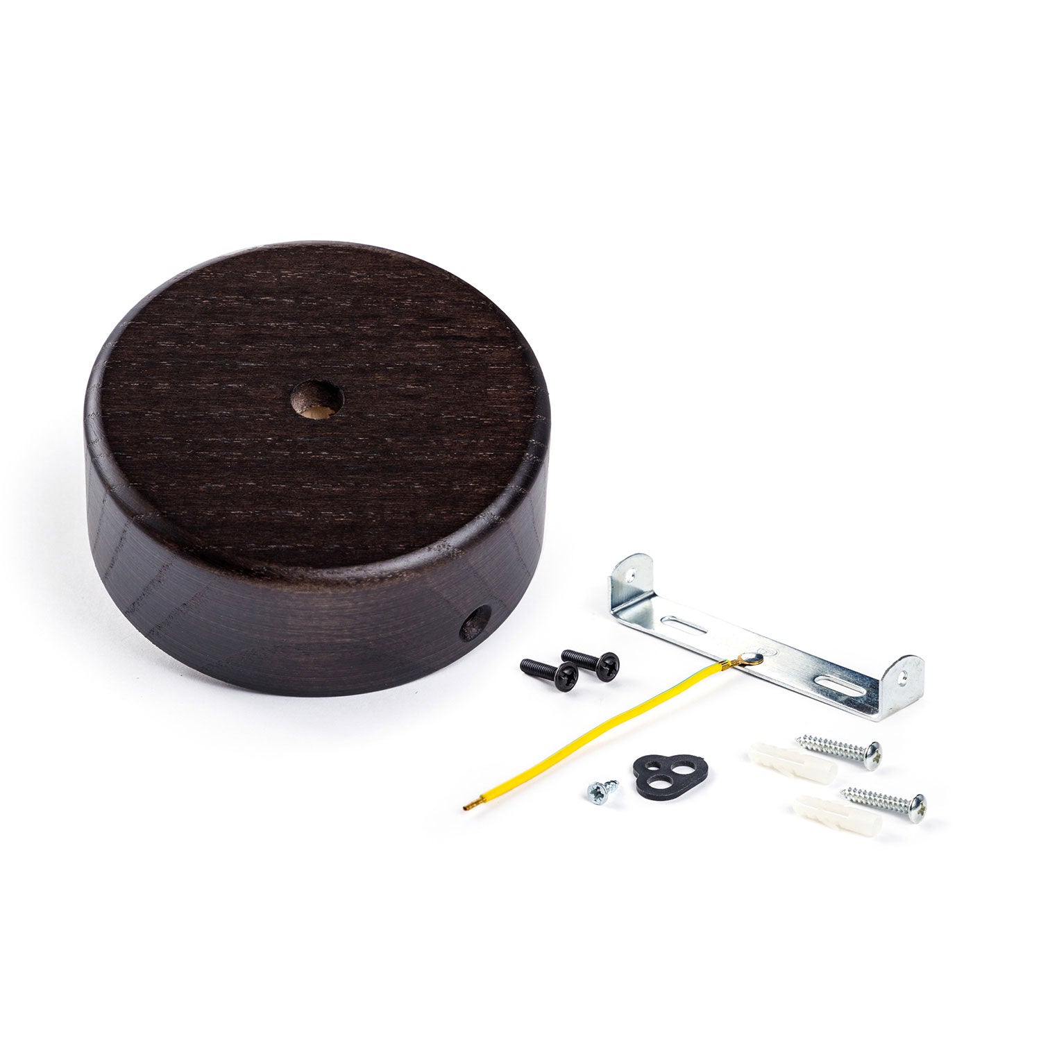 Kit Mini rosone cilindrico in legno a 1 foro centrale  - Effetto Wengé