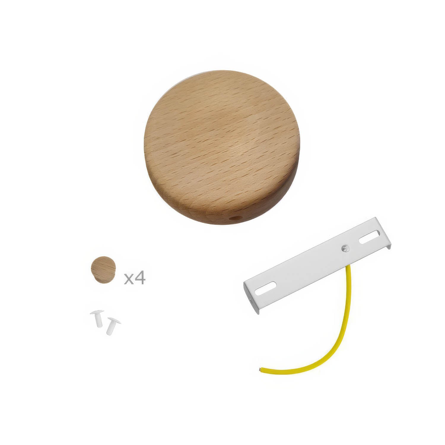 Kit Mini rosone cilindrico in legno a 4 fori laterali (scatola di derivazione) - Neutro