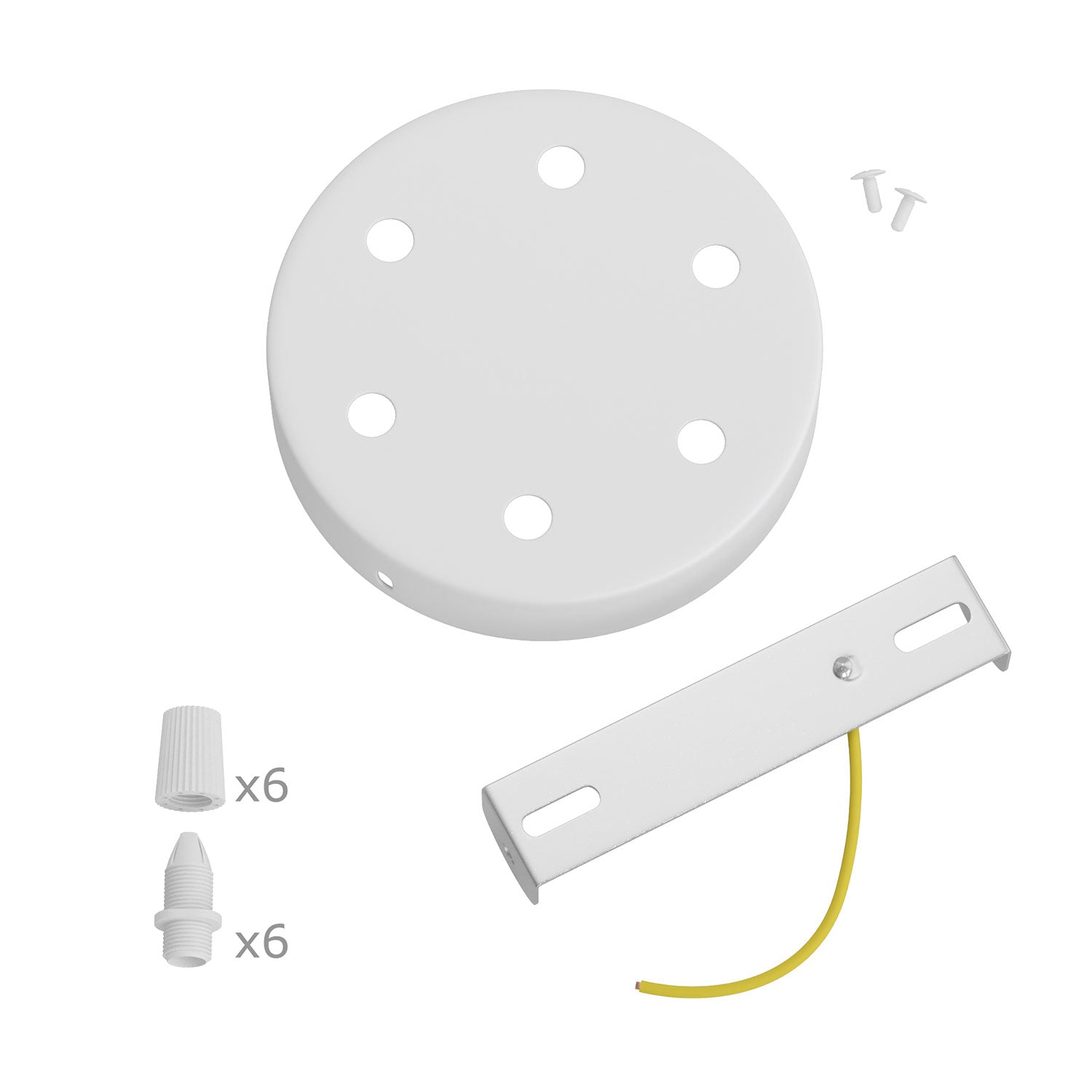 Kit rosone cilindrico in metallo a 6 fori - Bianco opaco