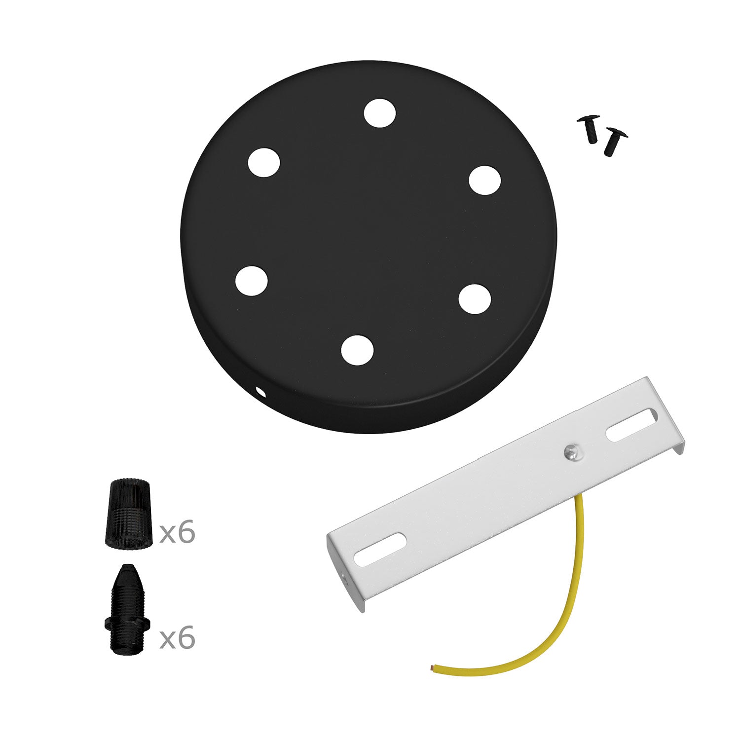 Kit rosone cilindrico in metallo a 6 fori - Nero