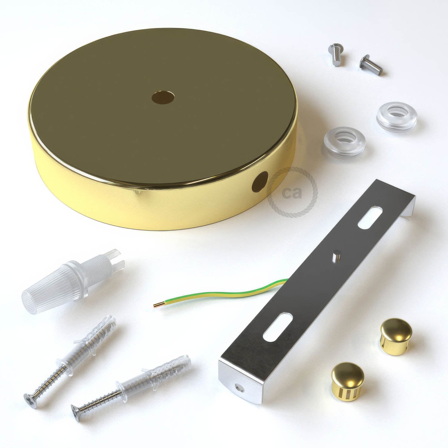 Kit rosone cilindrico in metallo a 1 foro centrale e 2 fori laterali - Ottone