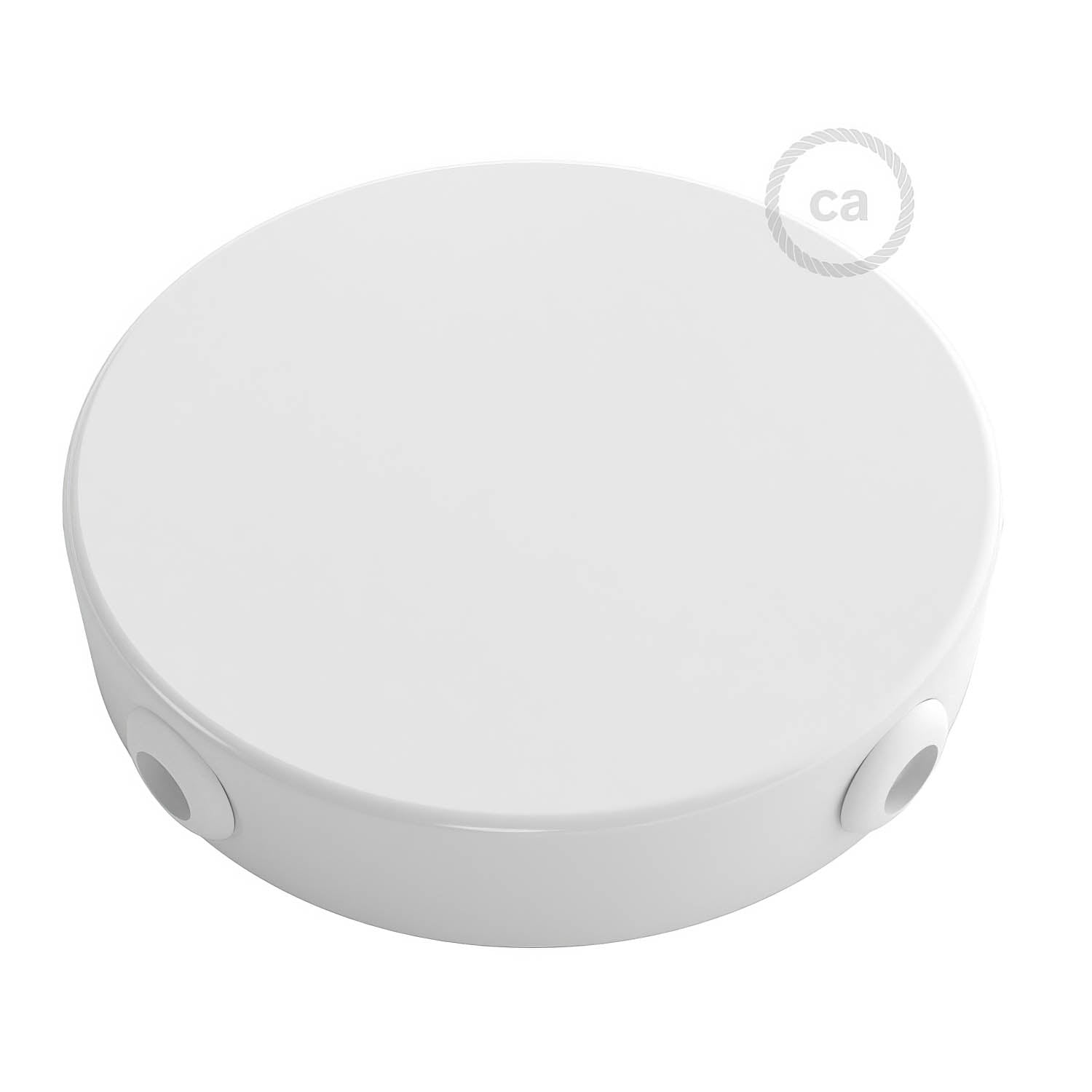 Kit rosone cilindrico in metallo a 4 fori laterali (scatola di derivazione) - Bianco lucido