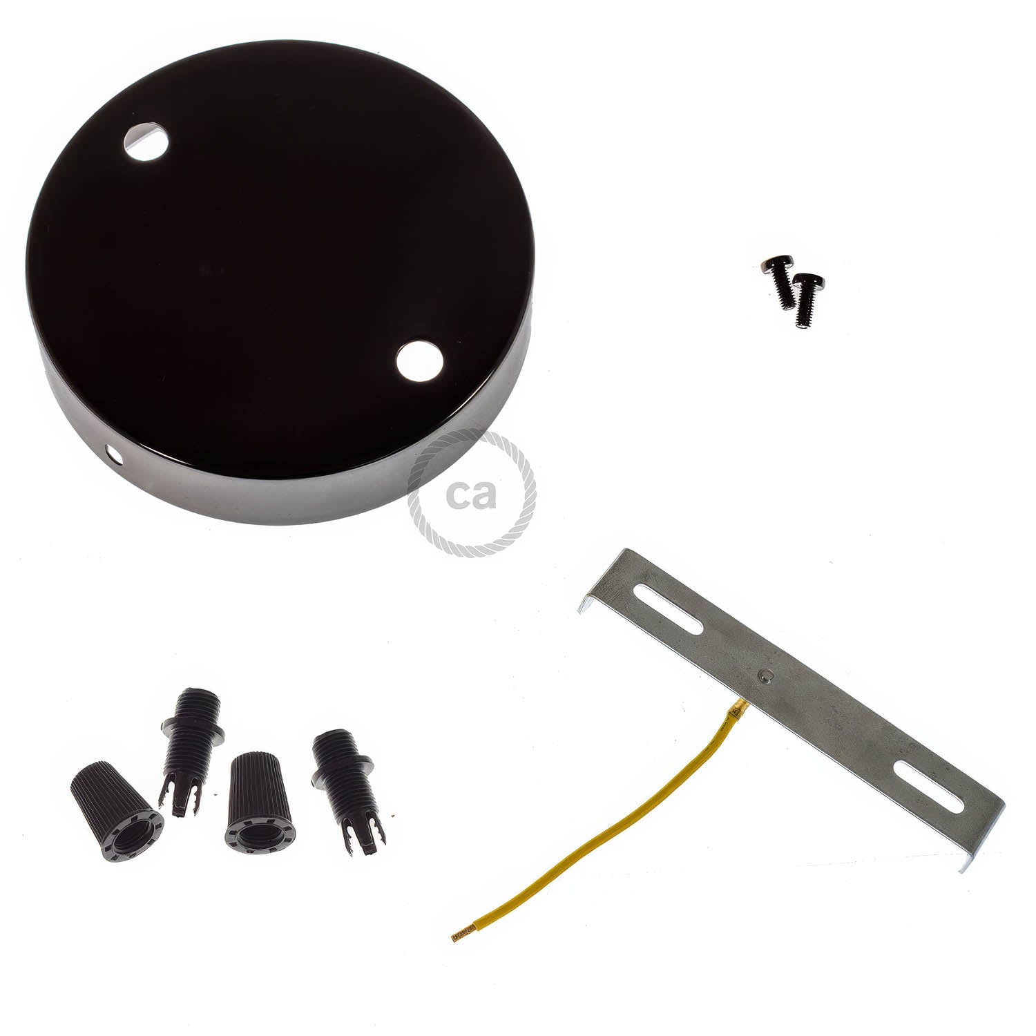 Kit rosone cilindrico in metallo a 2 fori - Nero perla