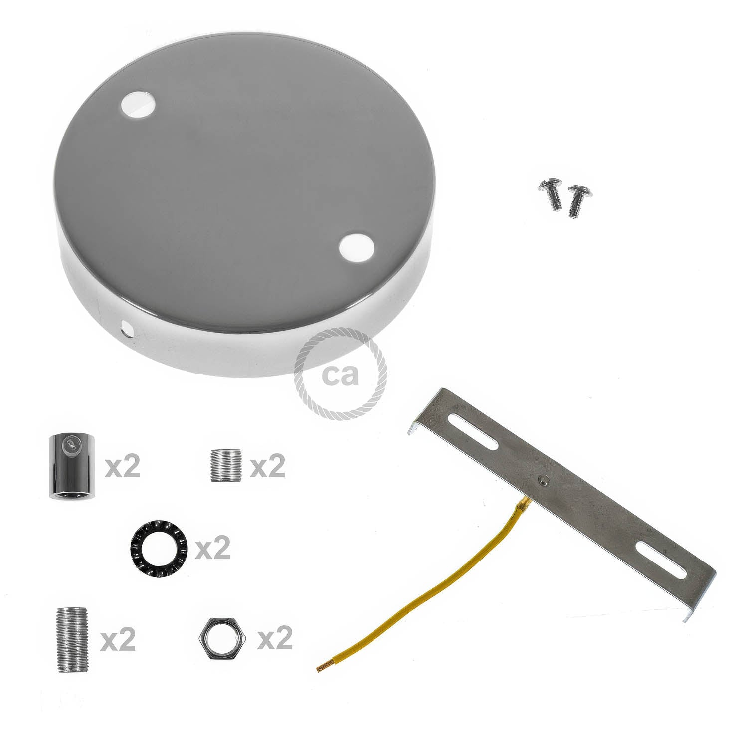 Kit rosone cilindrico in metallo a 2 fori - Cromo
