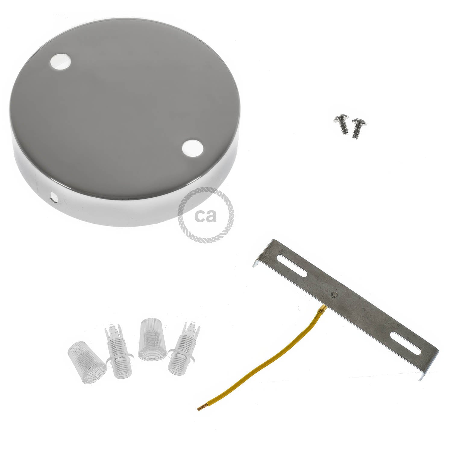 Kit rosone cilindrico in metallo a 2 fori - Cromo