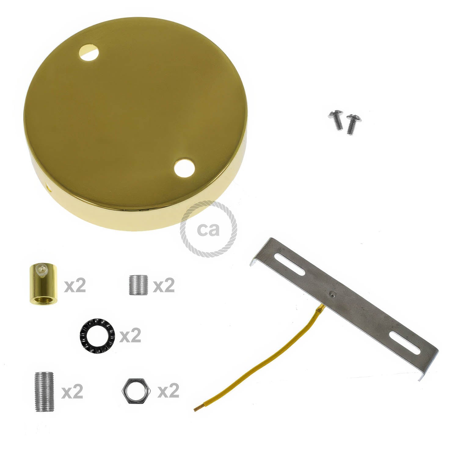 Kit rosone cilindrico in metallo a 2 fori - Ottone