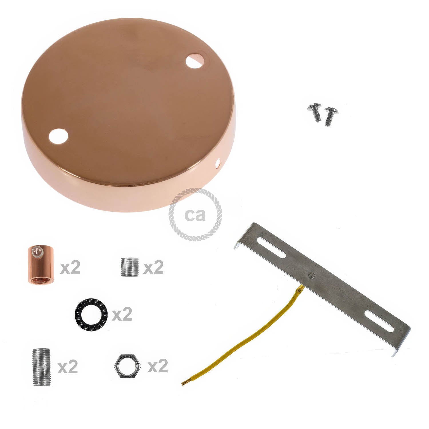 Kit rosone cilindrico in metallo a 2 fori - Rame