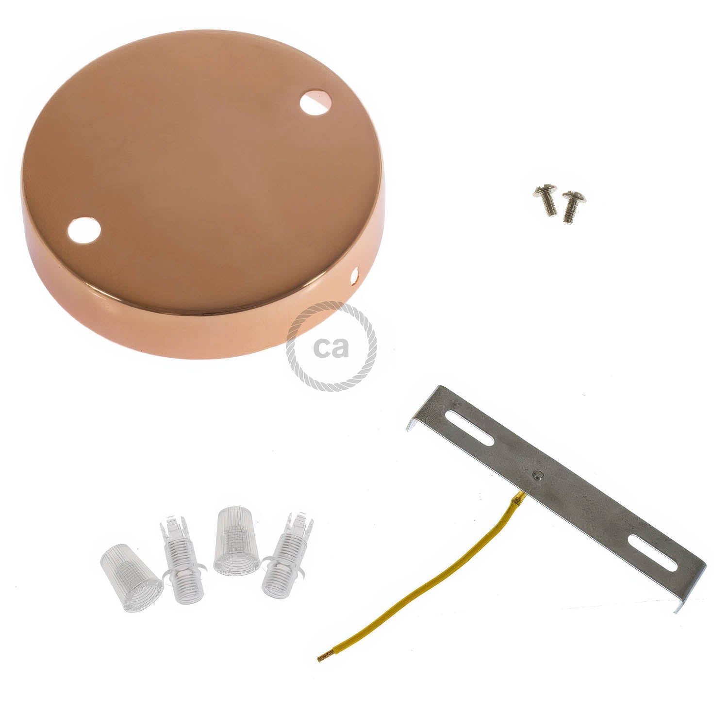 Kit rosone cilindrico in metallo a 2 fori - Rame