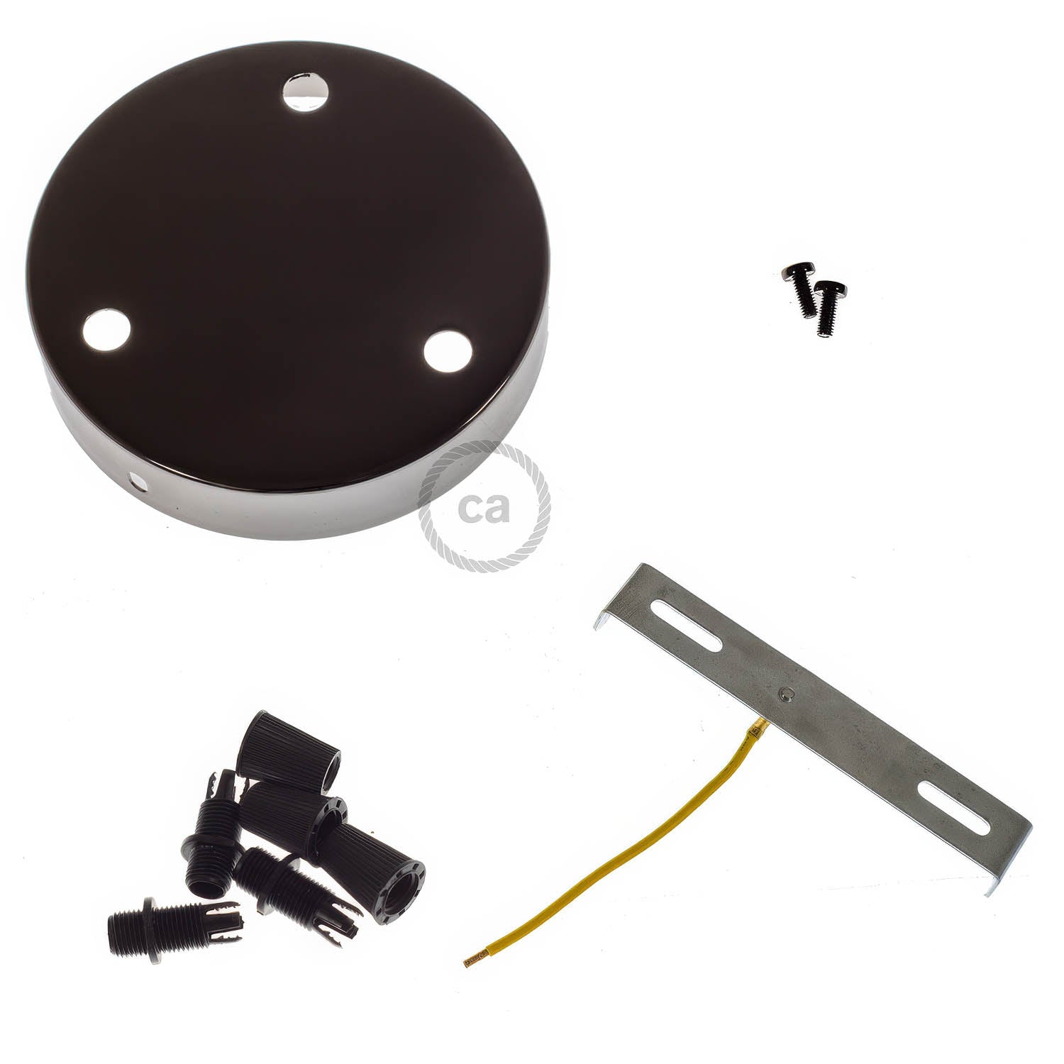 Kit rosone cilindrico in metallo a 3 fori - Nero perla