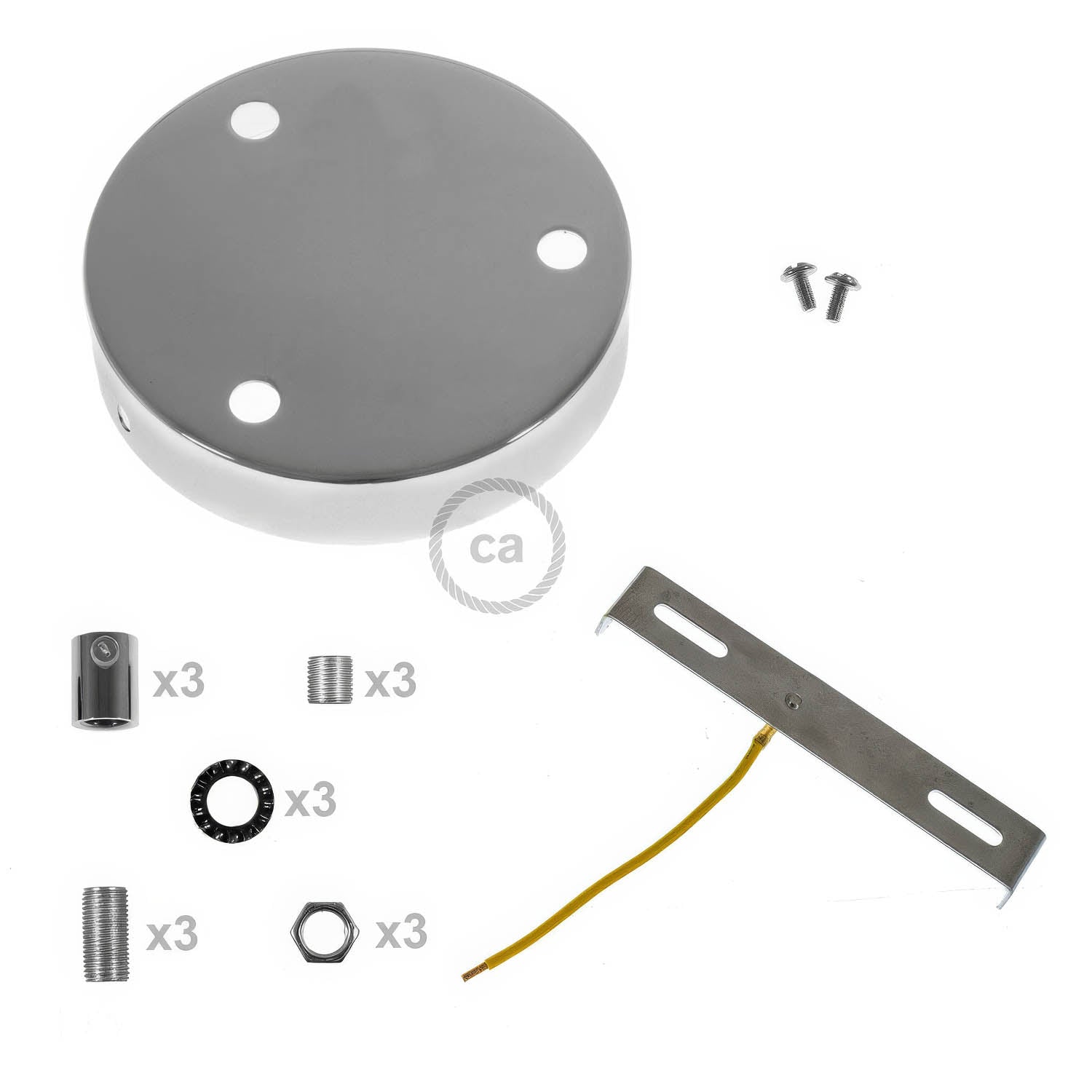 Kit rosone cilindrico in metallo a 3 fori - Cromo