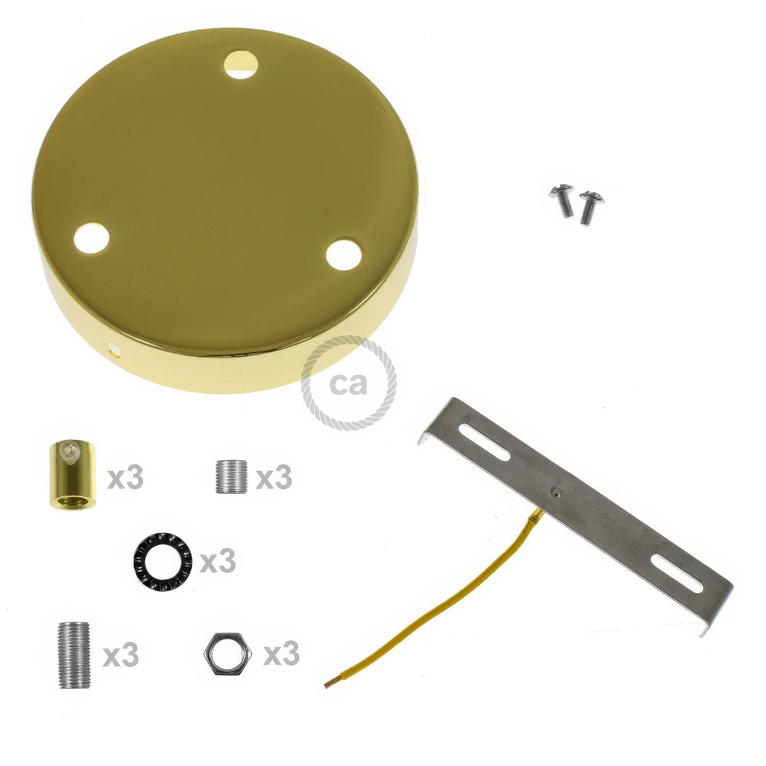 Kit rosone cilindrico in metallo a 3 fori - Ottone