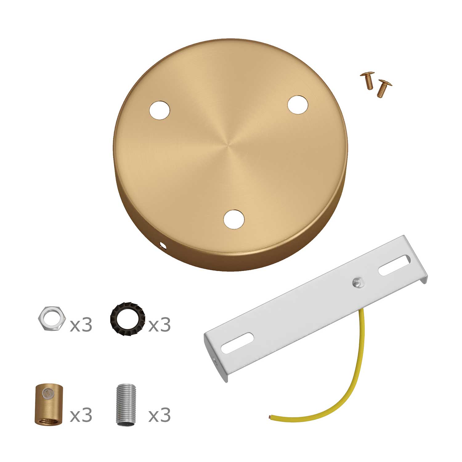 Kit rosone cilindrico in metallo a 3 fori - Bronzo satinato