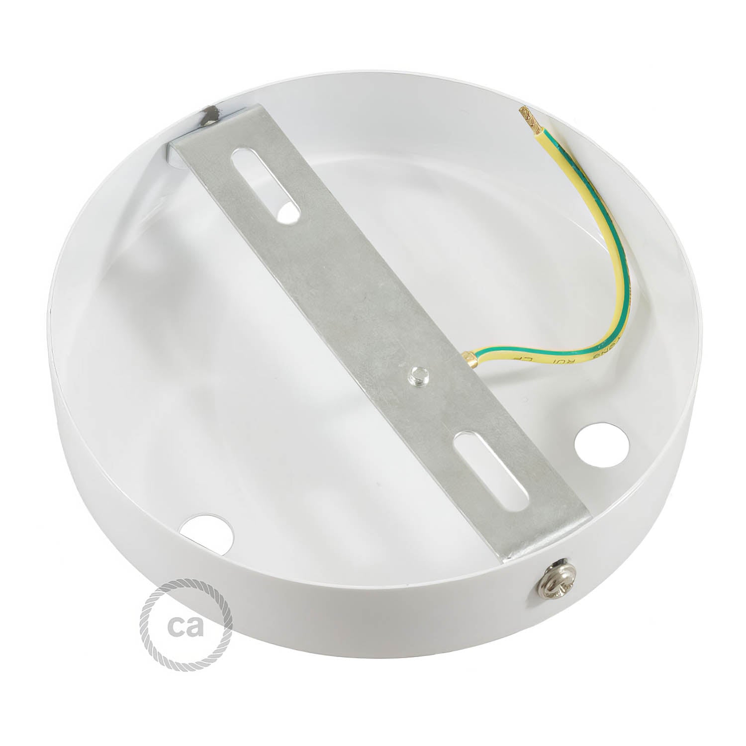 Kit rosone cilindrico in metallo a 3 fori - Bianco lucido
