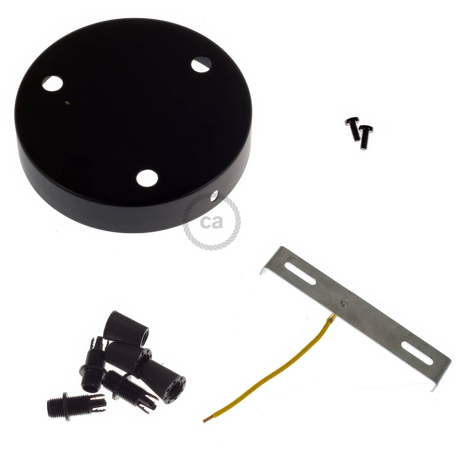 Kit rosone cilindrico in metallo a 3 fori - Nero