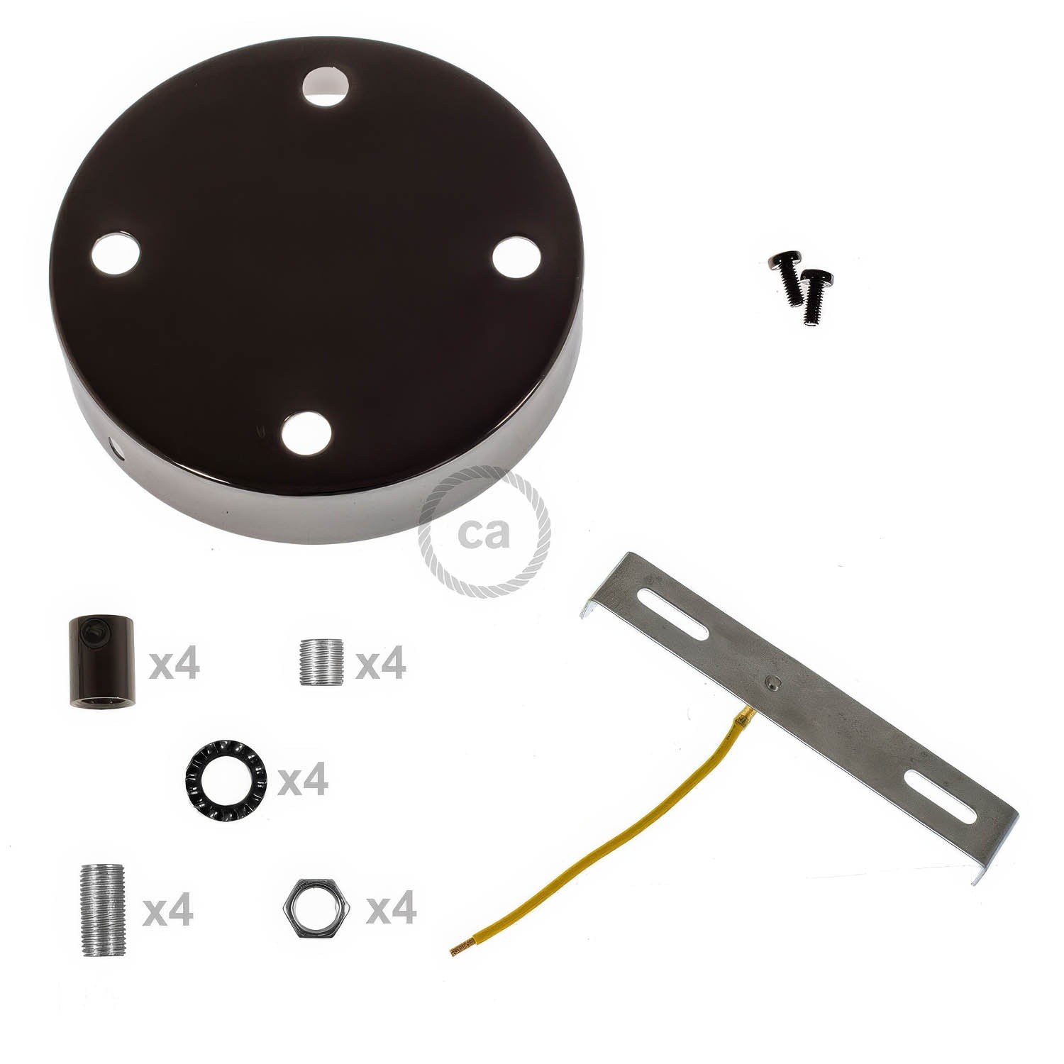 Kit rosone cilindrico in metallo a 4 fori - Nero perla