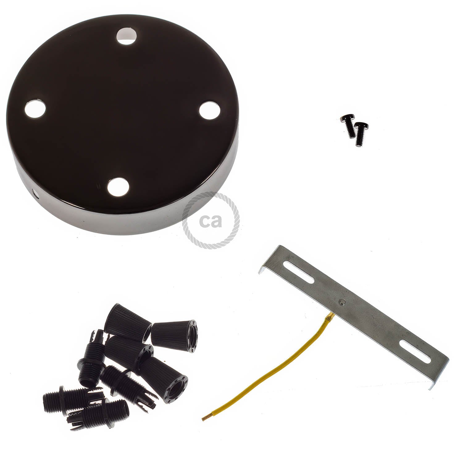 Kit rosone cilindrico in metallo a 4 fori - Nero perla