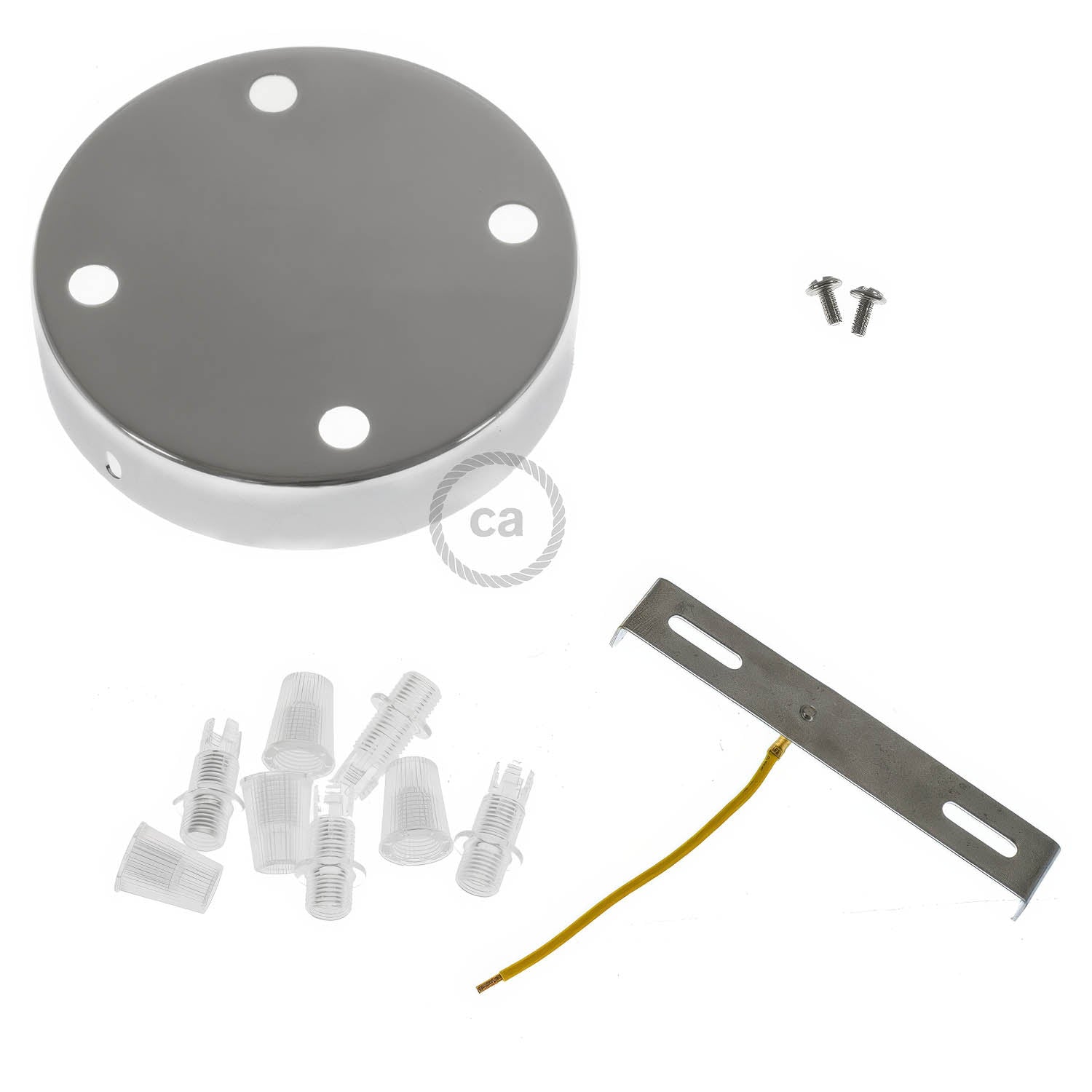 Kit rosone cilindrico in metallo a 4 fori - Cromo
