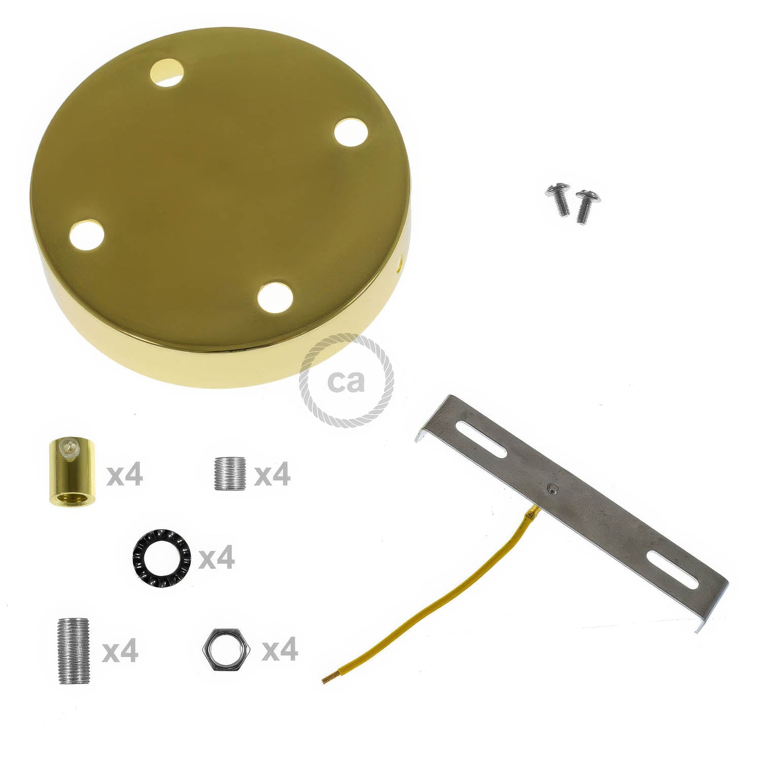 Kit rosone cilindrico in metallo a 4 fori - Ottone