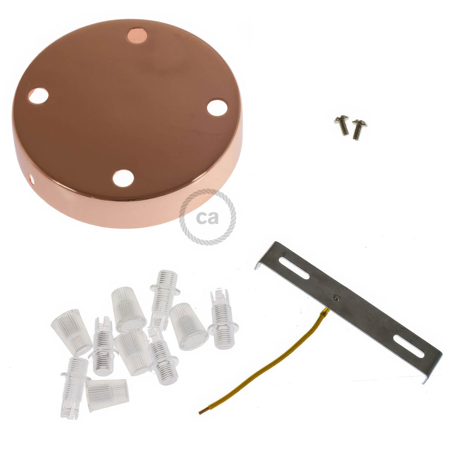 Kit rosone cilindrico in metallo a 4 fori - Rame