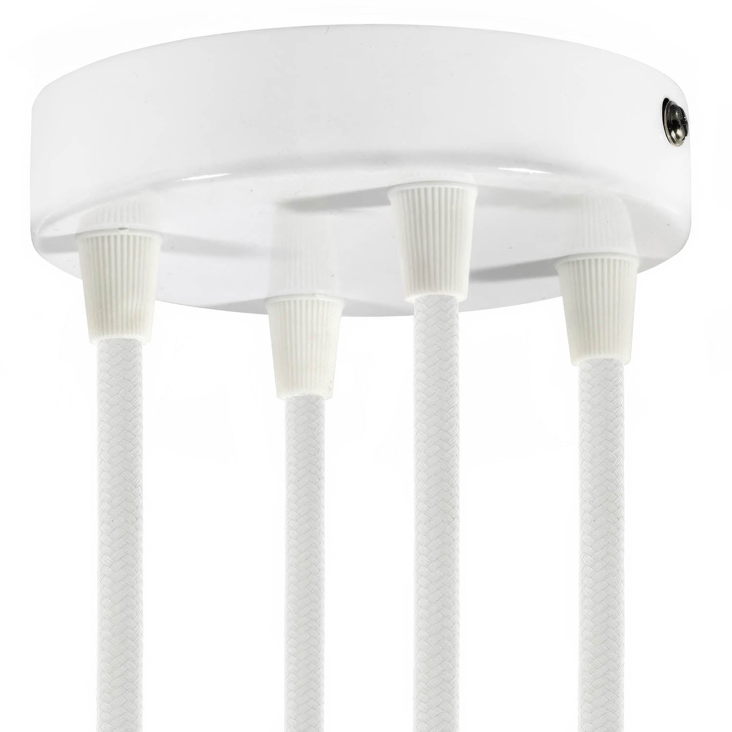 Kit rosone cilindrico in metallo a 4 fori - Bianco lucido