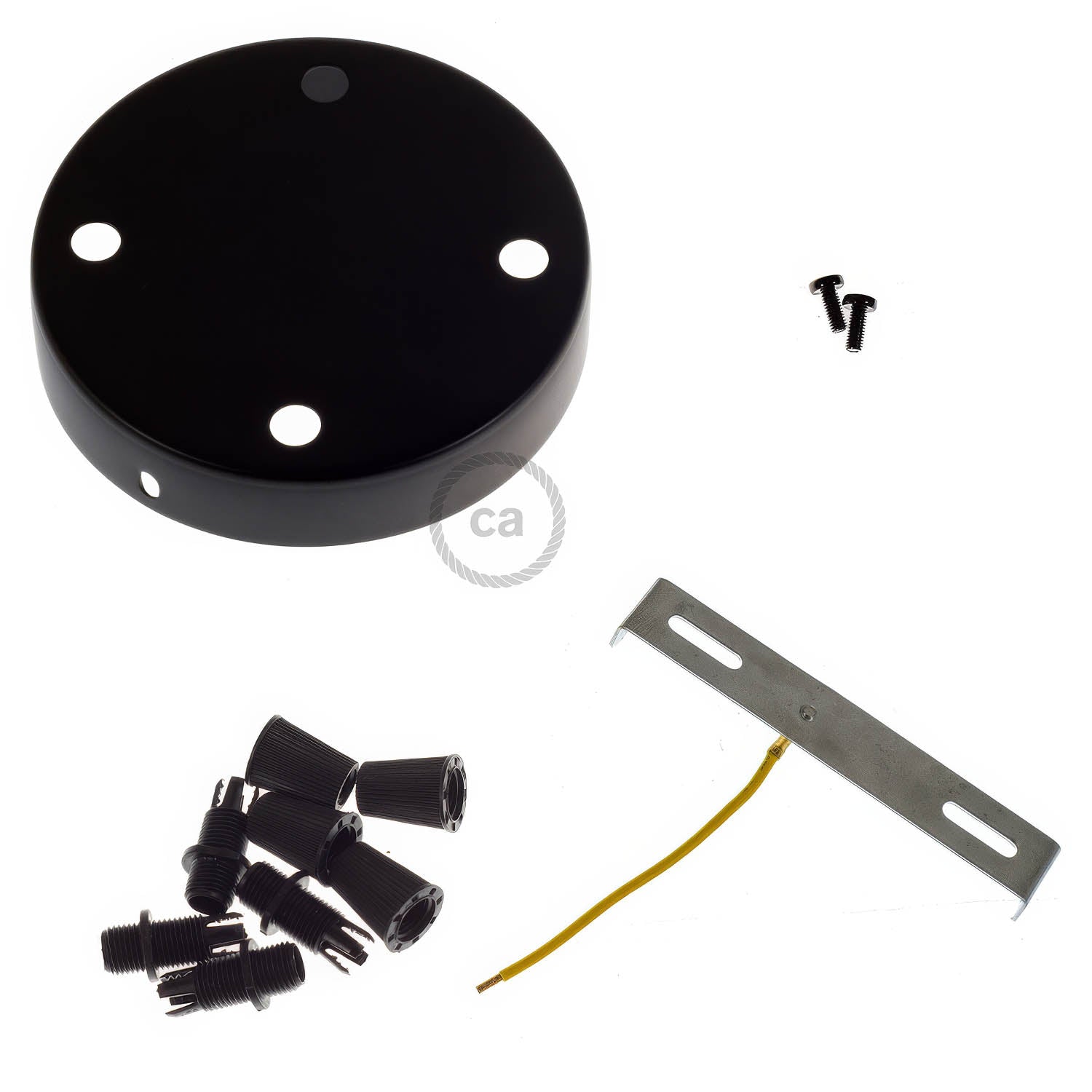 Kit rosone cilindrico in metallo a 4 fori - Nero
