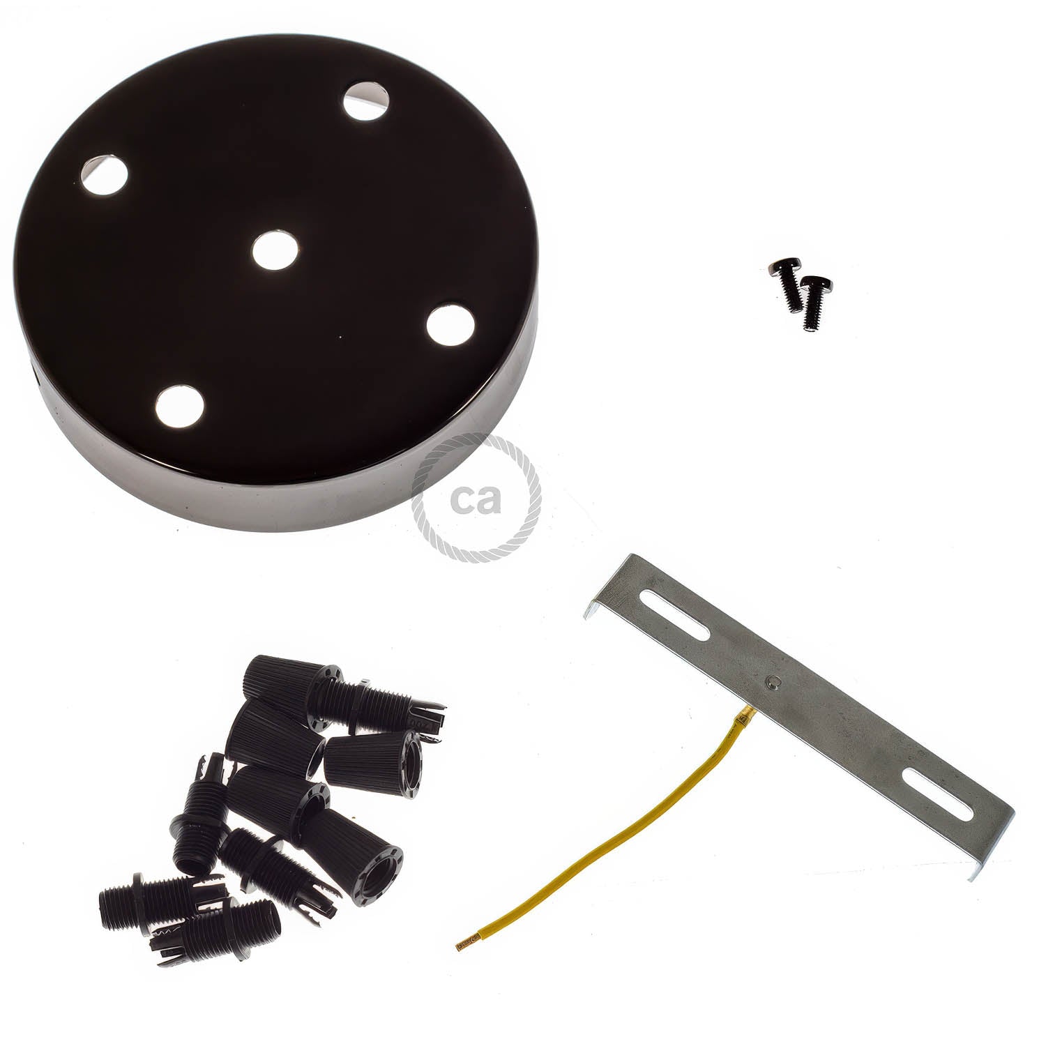 Kit rosone cilindrico in metallo a 5 fori - Nero perla
