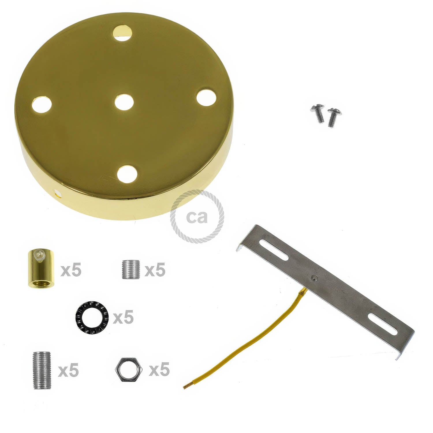 Kit rosone cilindrico in metallo a 5 fori - Ottone