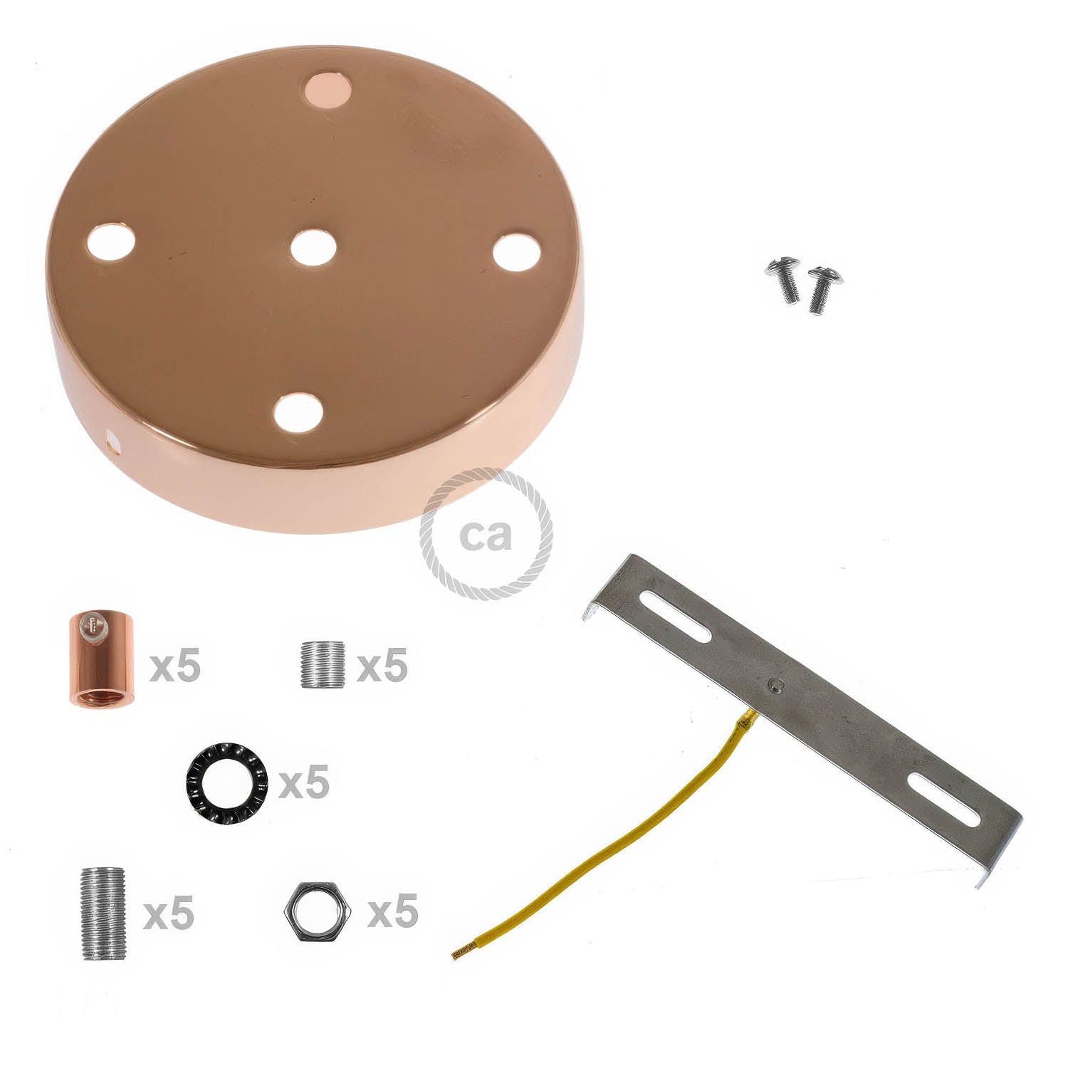 Kit rosone cilindrico in metallo a 5 fori - Rame