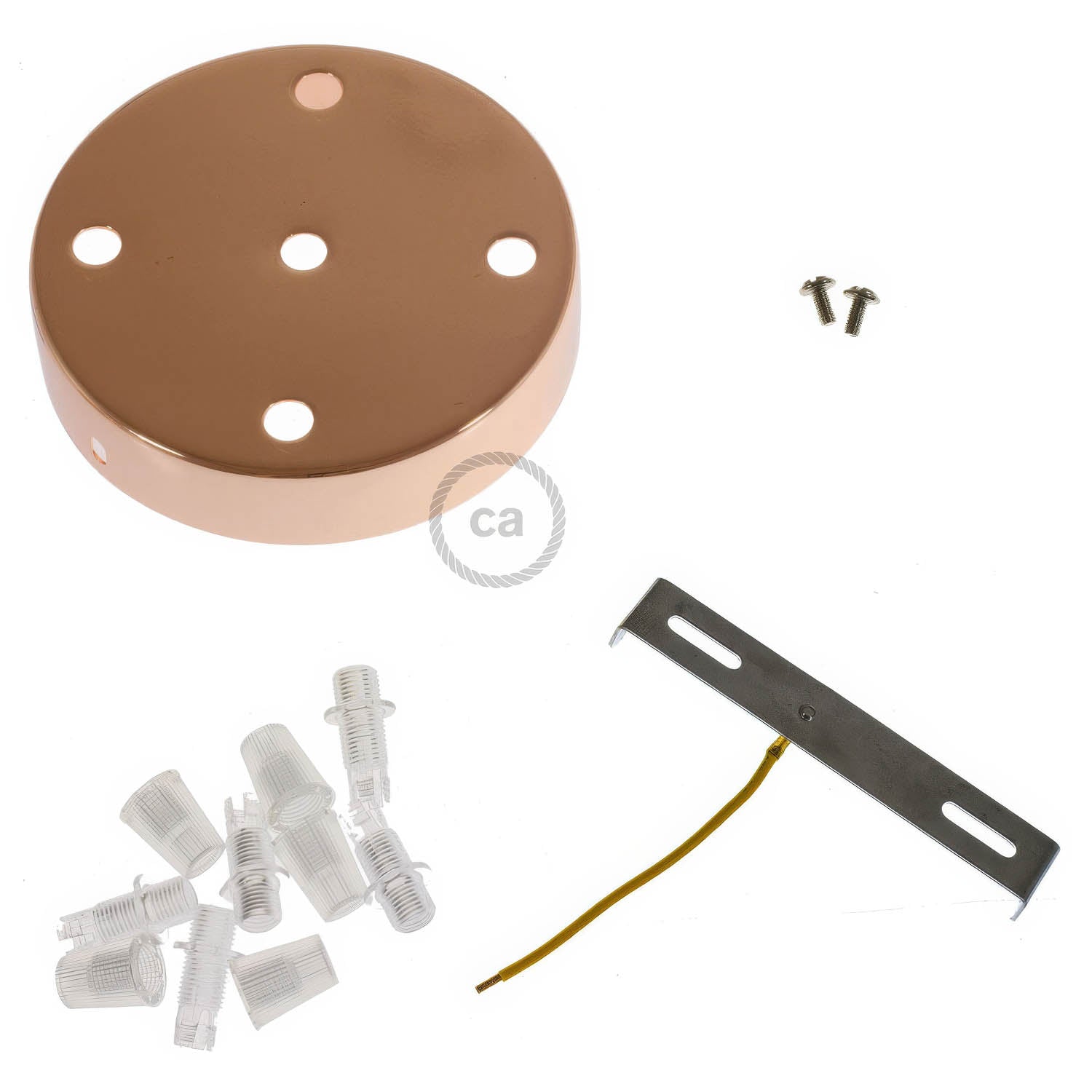 Kit rosone cilindrico in metallo a 5 fori - Rame