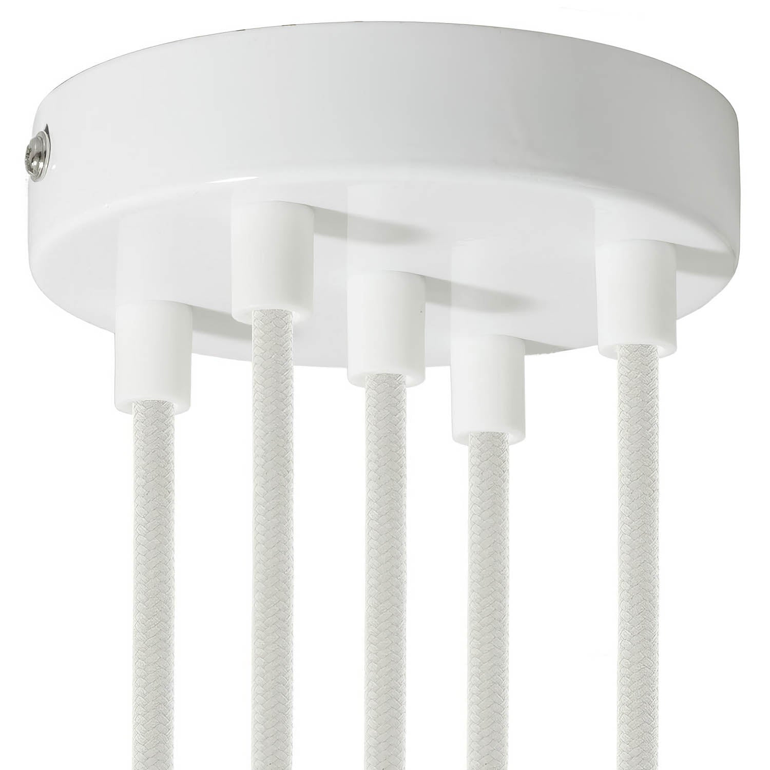 Kit rosone cilindrico in metallo a 5 fori - Bianco lucido