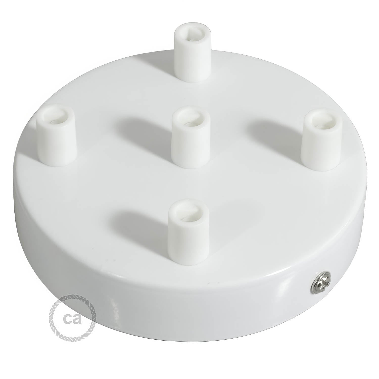 Kit rosone cilindrico in metallo a 5 fori - Bianco lucido